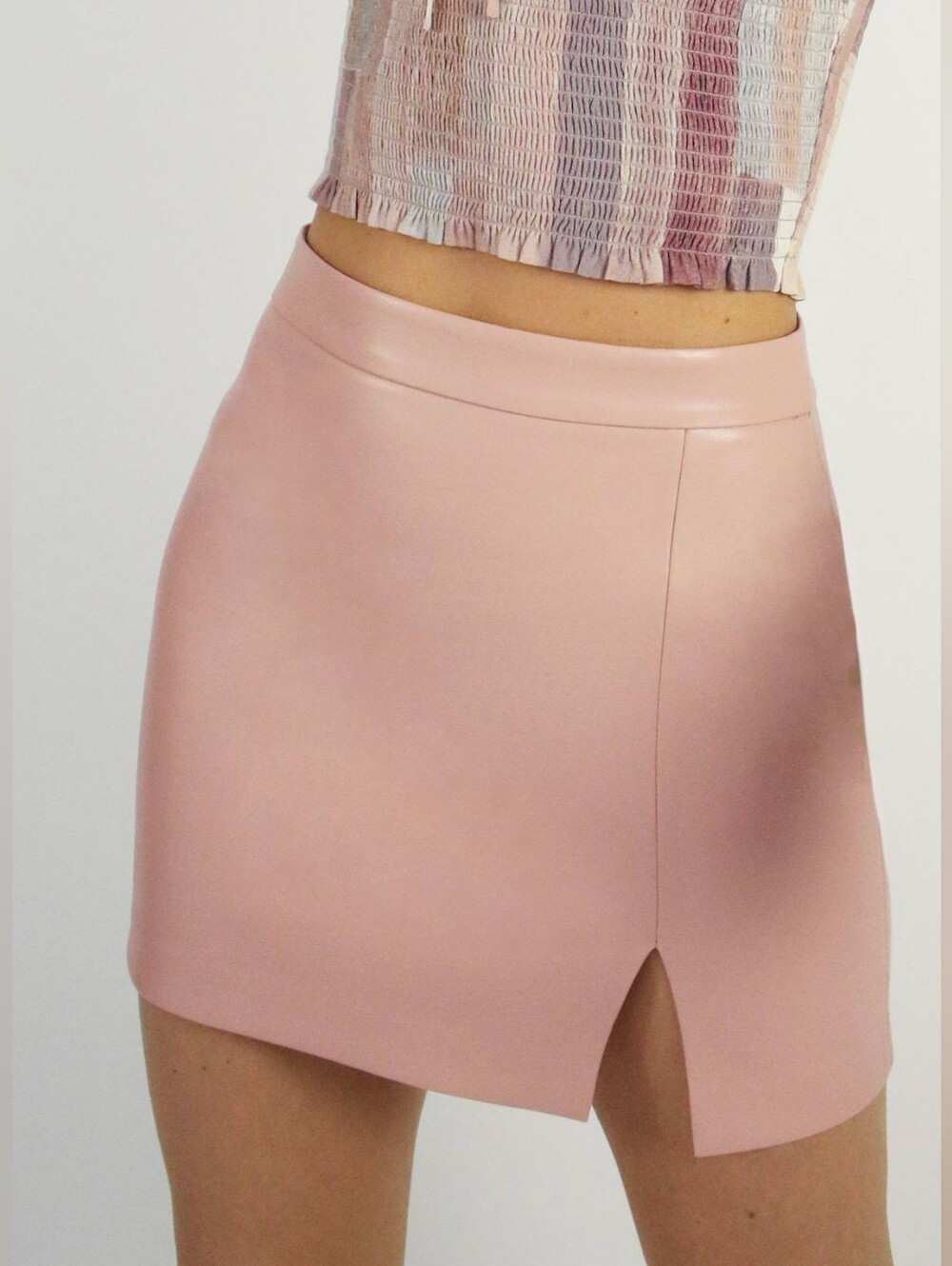 Wilfred Blush Pink Mini Skirt with Front Notch
